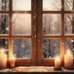 Fenster mit Kerzen bei weihnachtlichem Wetter